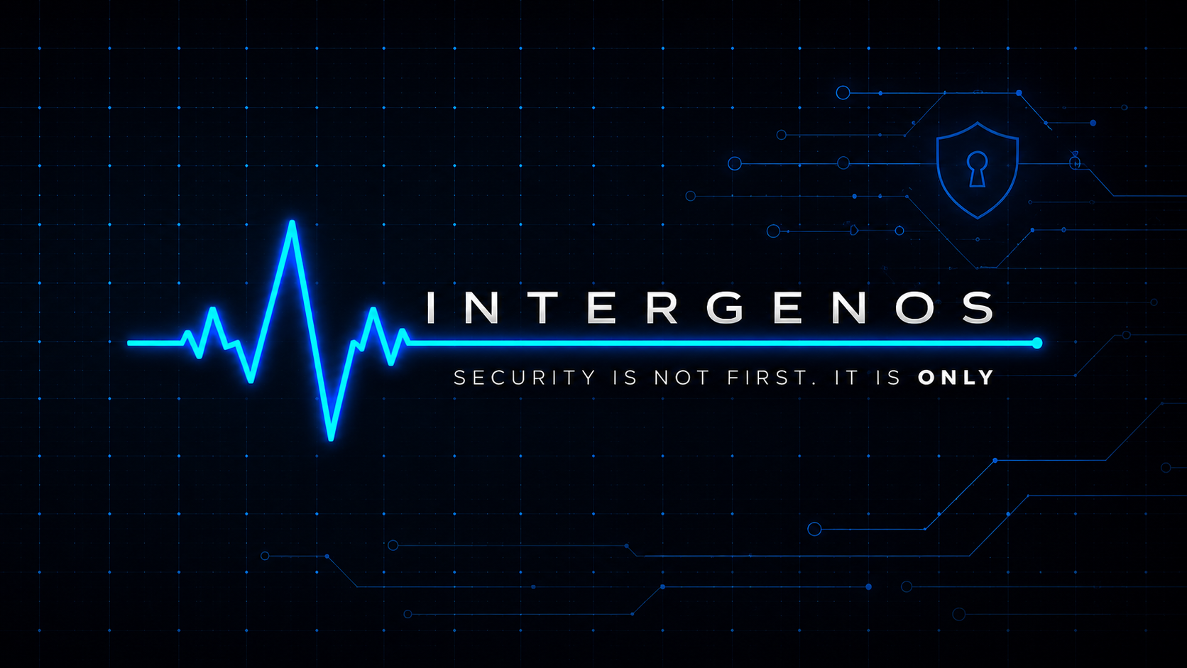 InterGenOS pulse wordmark — circuit field