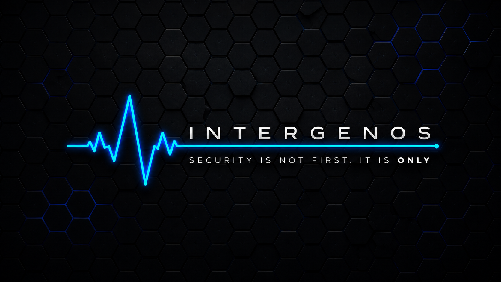 InterGenOS pulse wordmark — hex field