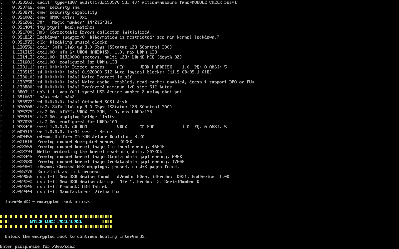 The LUKS passphrase prompt under enforced Secure Boot